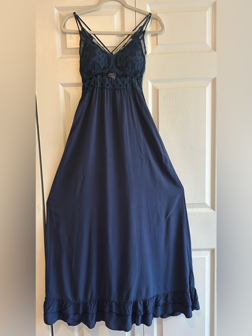 Magnolia -Navy Lace-Back Boho- Maxi Dress - Picture 2 of 7